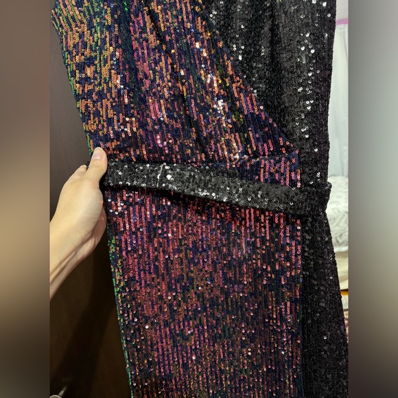 Sequin Evening Gown in Black and Pink - Picture 3 of 10